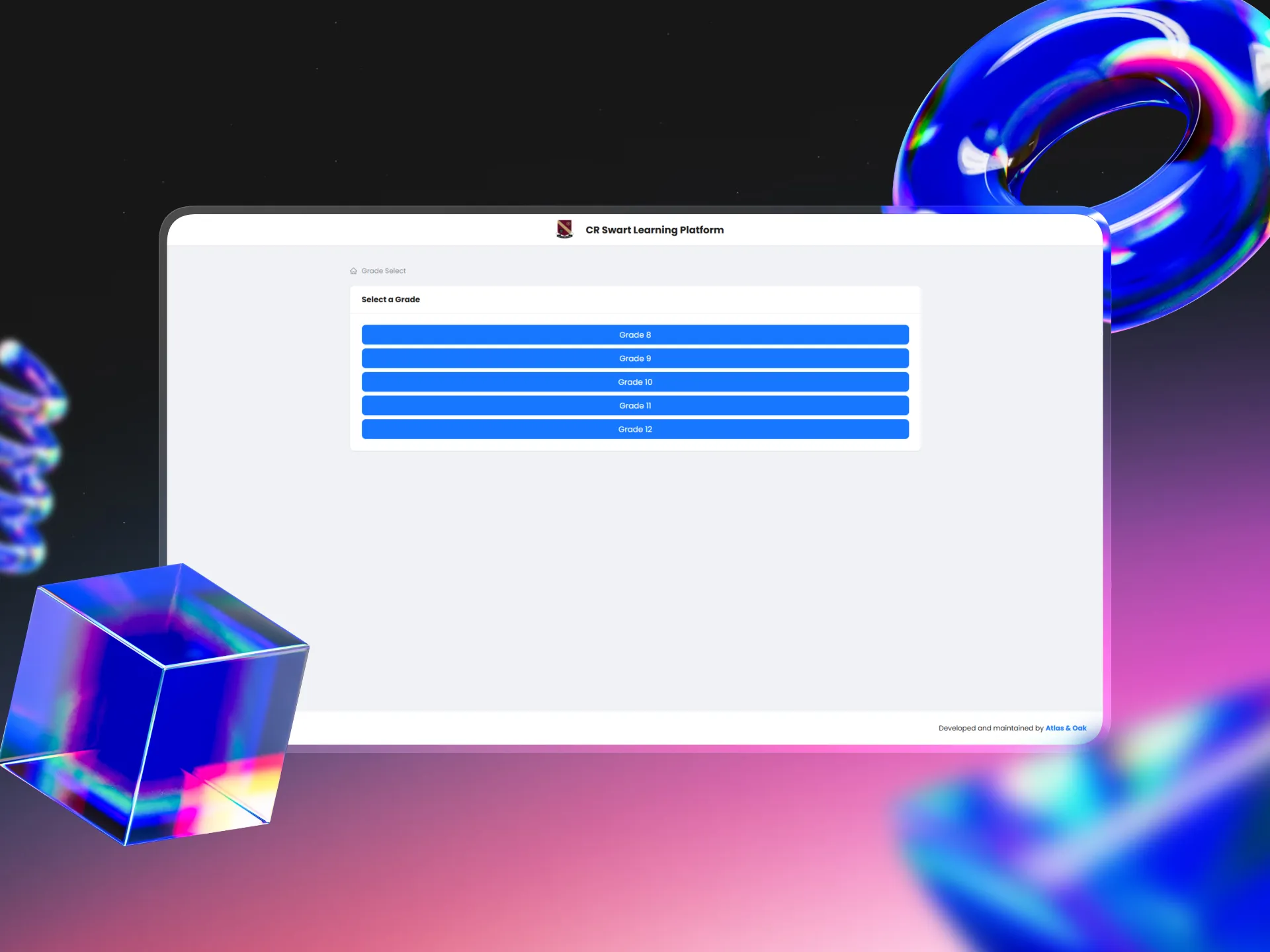 CR Swart Learning Platform homepage on mobile