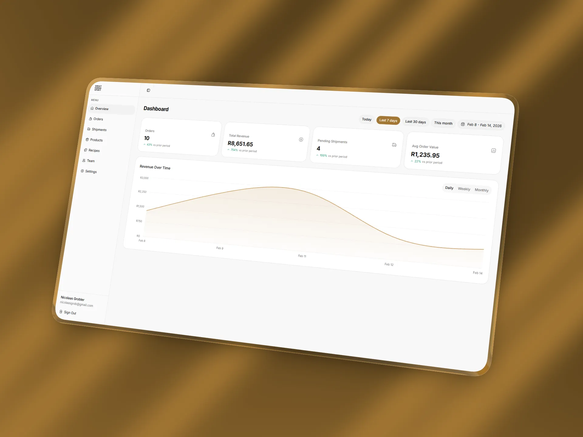 Great Karoo Spirit — Awards page on mobile