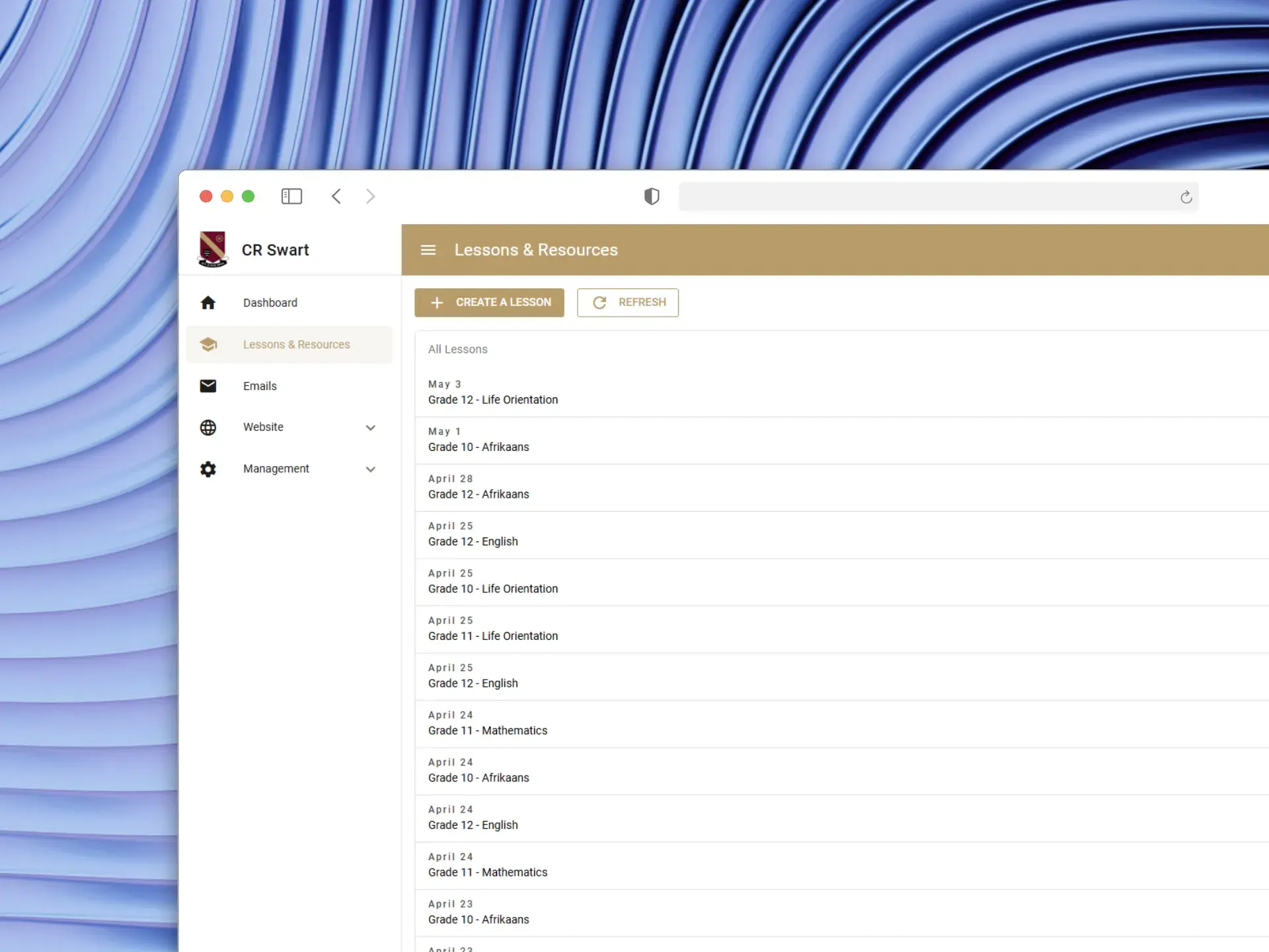 Hoërskool C.R. Swart — Contact page on mobile