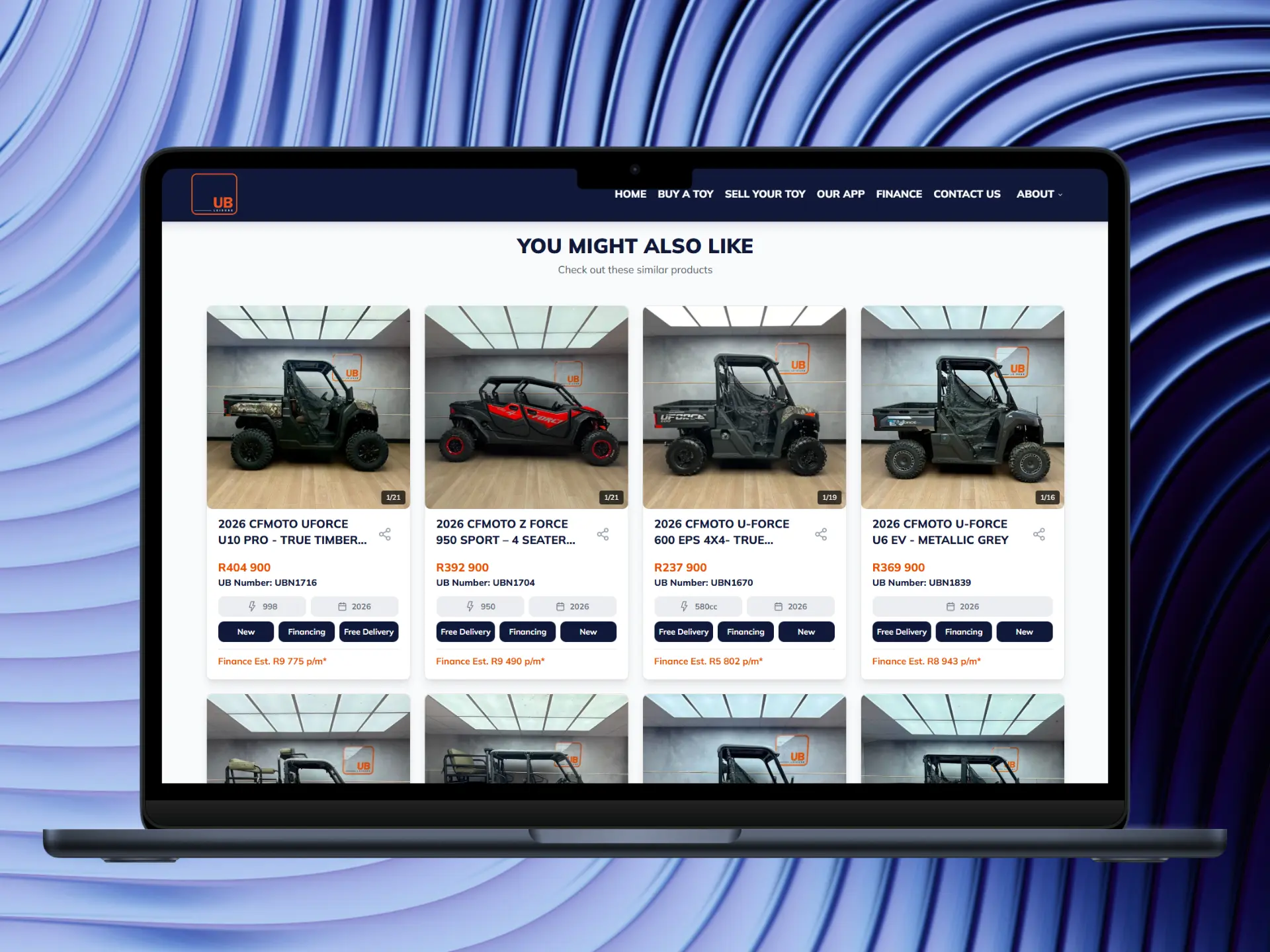 UB Leisure — Our App page on mobile