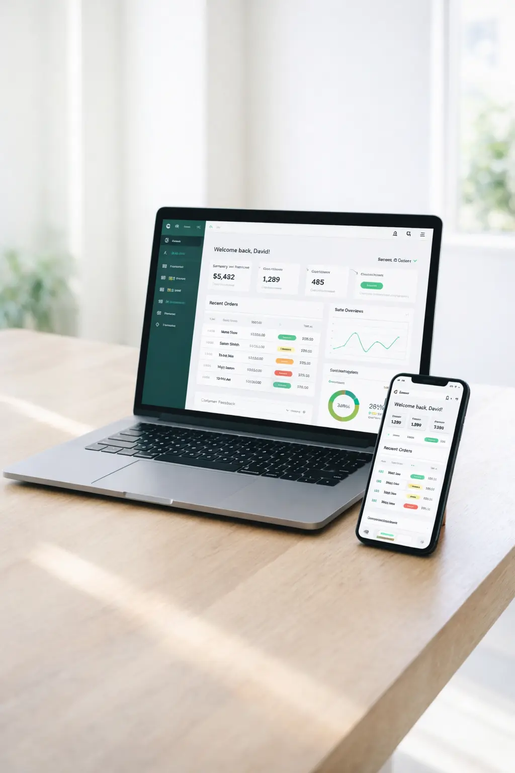 Dashboard application on laptop and mobile